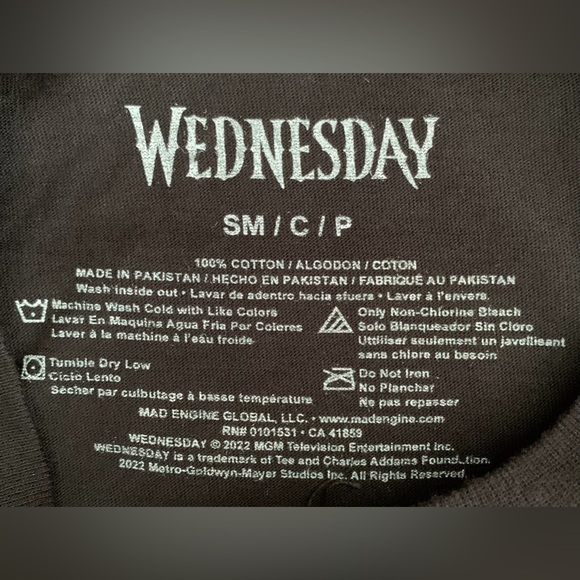 Hot Topic - Wednesday Adams Black Short Sleeve T-shirt W/ White Graphic - Small - Picture 9 of 10